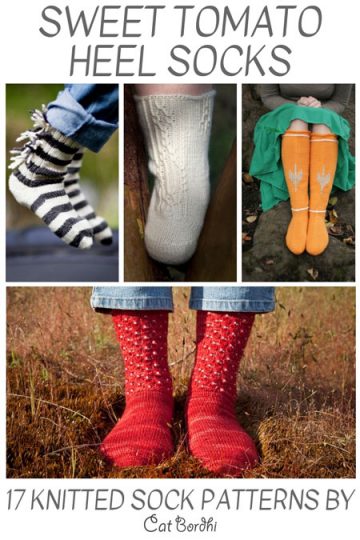 17 Sweet Tomato Heel Sock knitting patterns are perfect for all knitters. Cat's eBook will walk you through each sock.
